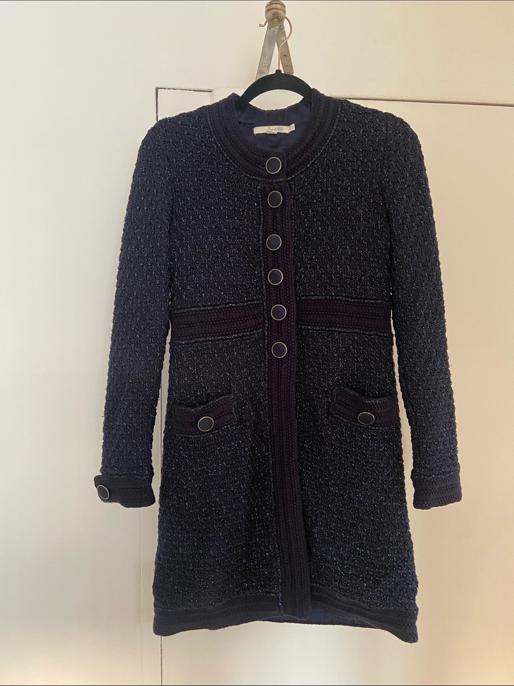 Boden Navy Tweed Sweater Coat